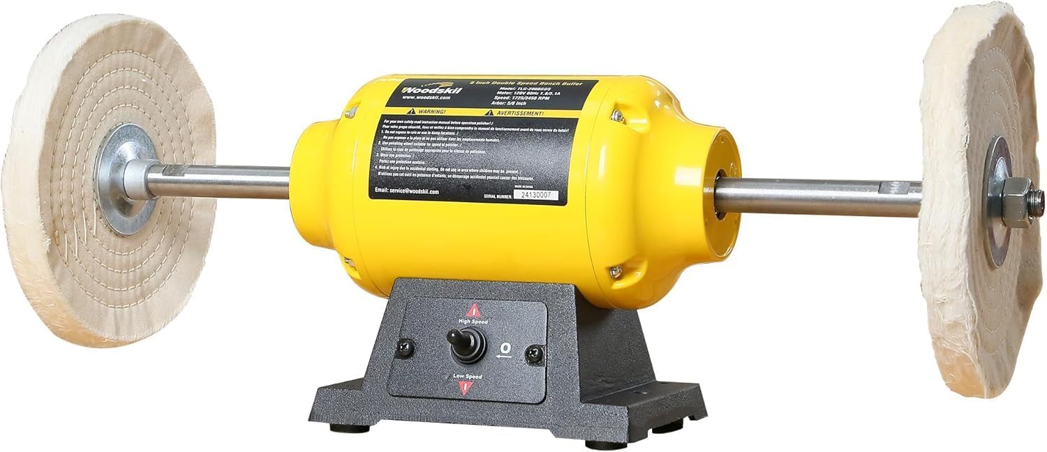 Woodskil 8" Dual-Speed Bench Buffer Polisher
